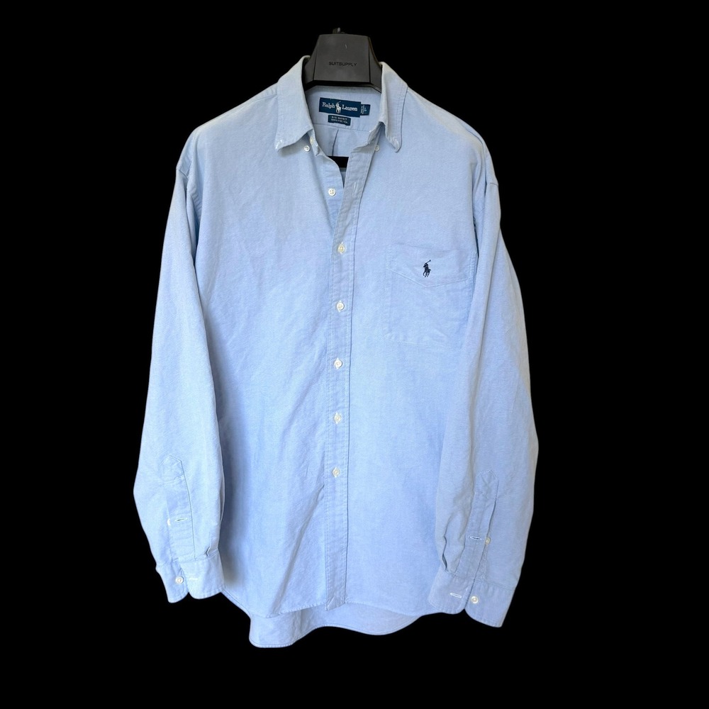 90's Ralph Lauren Big Shirt Large Blue Oxford Button Down Cotton Pony Logo L